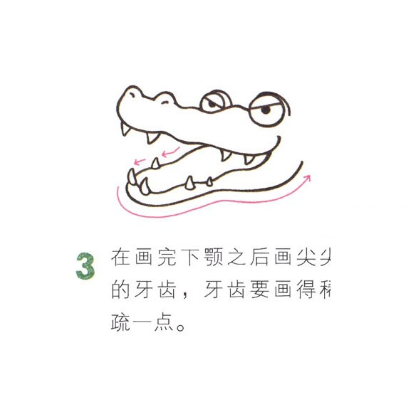 带颜色的卡通鳄鱼简笔画