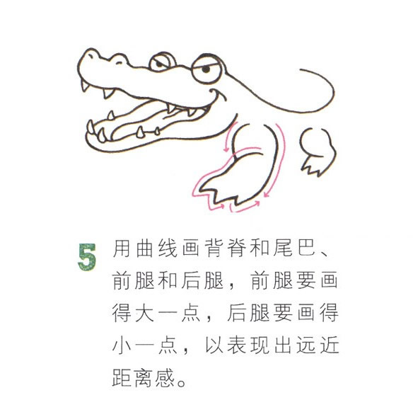 带颜色的卡通鳄鱼简笔画
