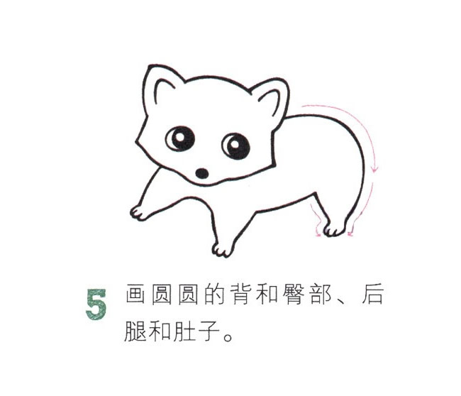 可爱的彩色小浣熊简笔画