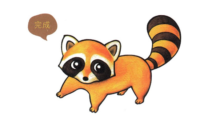 可爱的彩色小浣熊简笔画