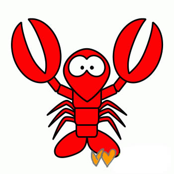 涂色的卡通小龙虾简笔画 涂色的卡通小龙虾简笔画