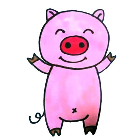 快乐的粉色小猪简笔画教程 快乐的粉色小猪简笔画教程