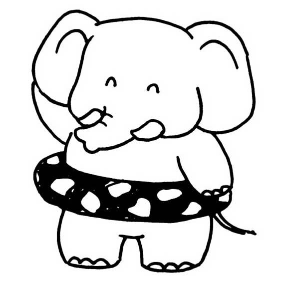 玩呼啦圈的大象简笔画