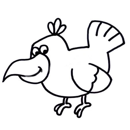 乌鸦怎么画 涂色的卡通乌鸦简笔画