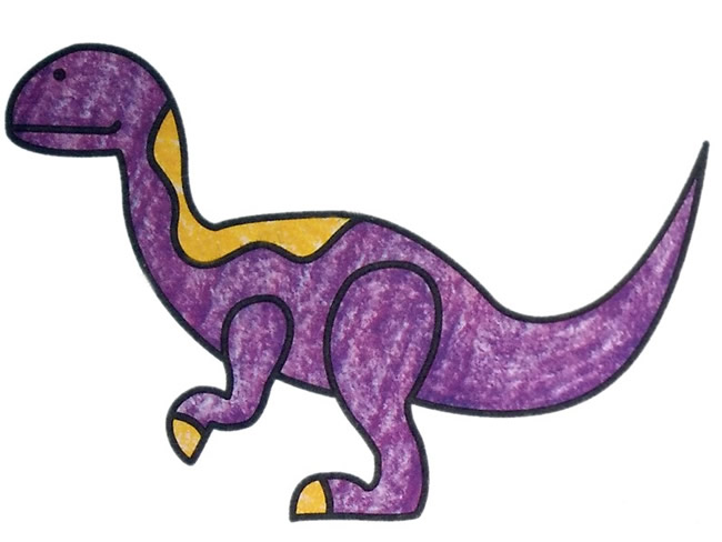 槽齿龙简笔画带颜色