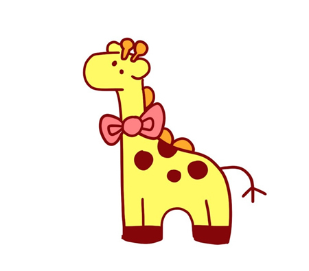戴着蝴蝶结的长颈鹿简笔画