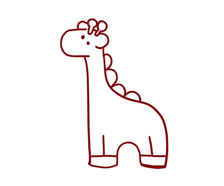 戴着蝴蝶结的长颈鹿简笔画