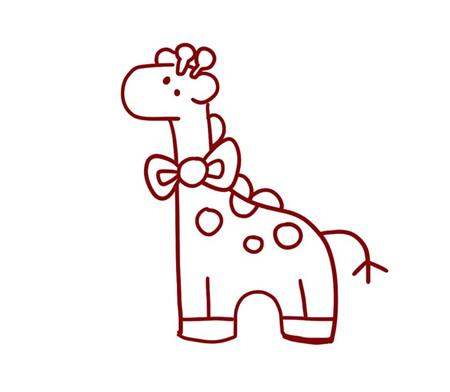 戴着蝴蝶结的长颈鹿简笔画