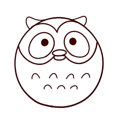 圆滚滚的猫头鹰简笔画教程
