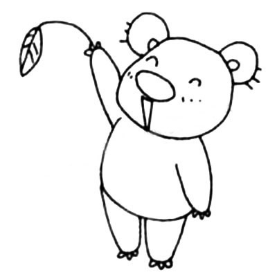 拿着一片树叶的考拉简笔画 拿着一片树叶的考拉简笔画