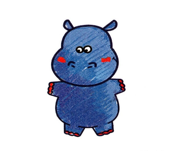 上色的卡通河马简笔画 上色的卡通河马简笔画