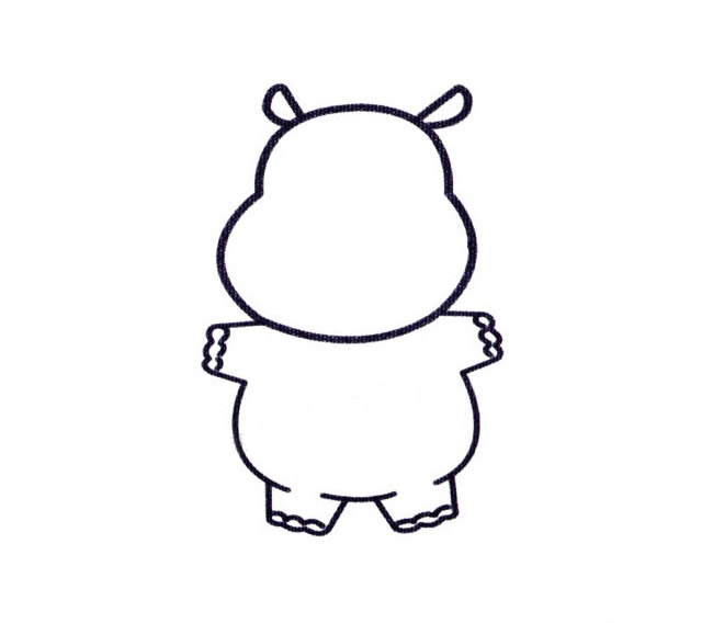 上色的卡通河马简笔画 上色的卡通河马简笔画