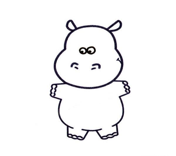 上色的卡通河马简笔画 上色的卡通河马简笔画