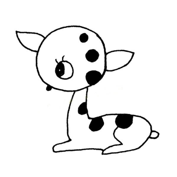 坐在地上的梅花鹿简笔画