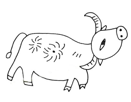 一头小水牛的简笔画