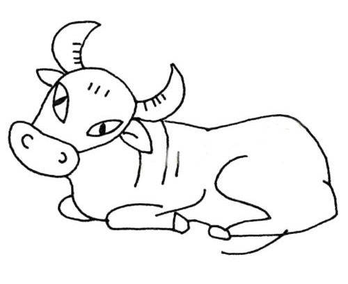 悠闲的水牛简笔画