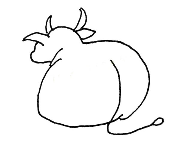 水牛背面轮廓简笔画