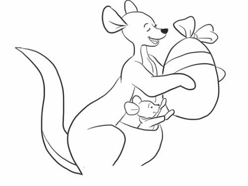 开心的袋鼠妈妈和宝宝简笔画