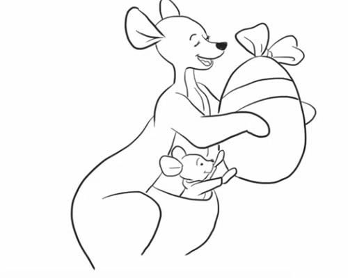 开心的袋鼠妈妈和宝宝简笔画