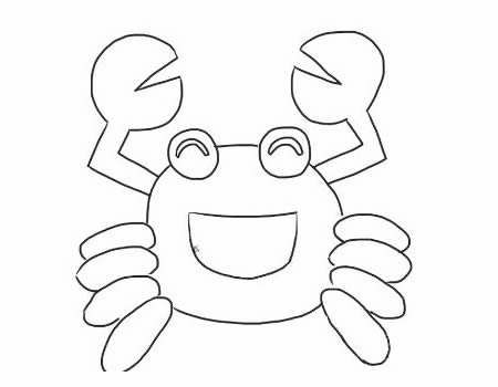 开心的卡通螃蟹简笔画步骤
