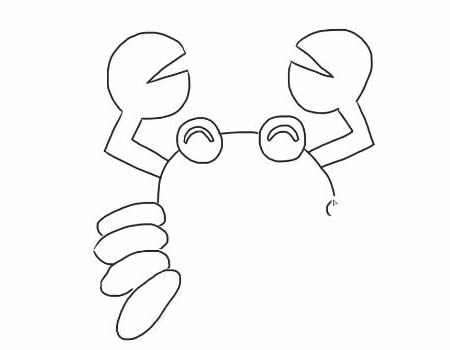 开心的卡通螃蟹简笔画步骤