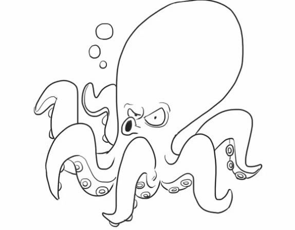卡通乌贼王简笔画步骤教程
