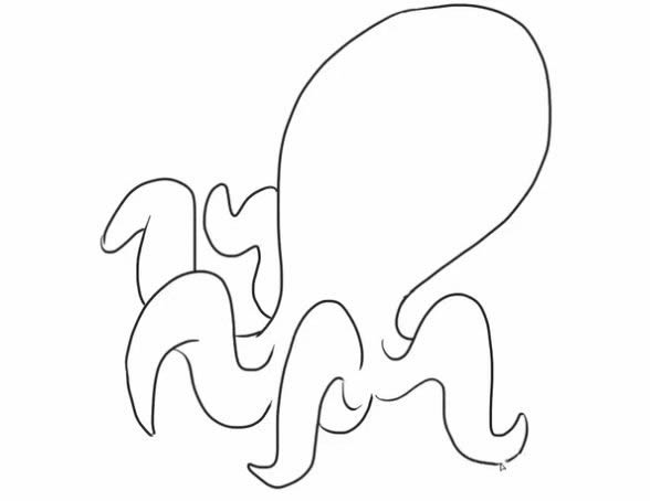 卡通乌贼王简笔画步骤教程