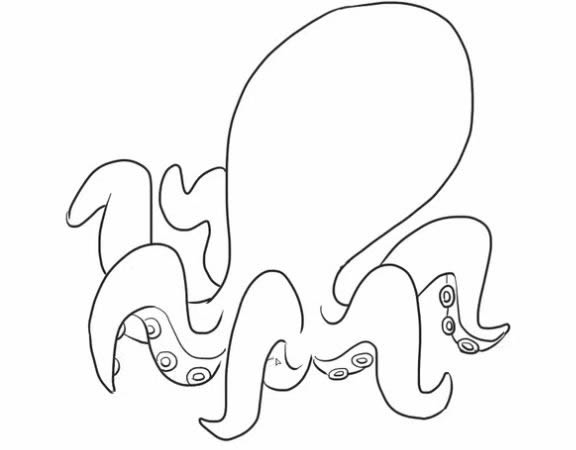 卡通乌贼王简笔画步骤教程