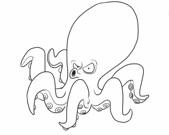 卡通乌贼王简笔画步骤教程