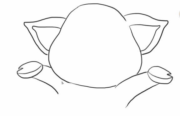 坐在地上大笑的小猪简笔画