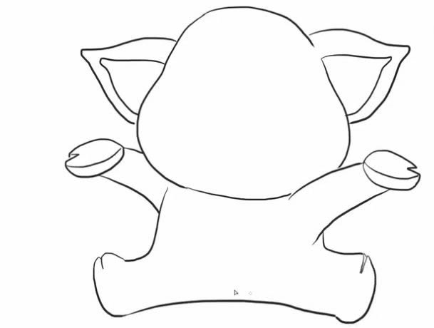 坐在地上大笑的小猪简笔画