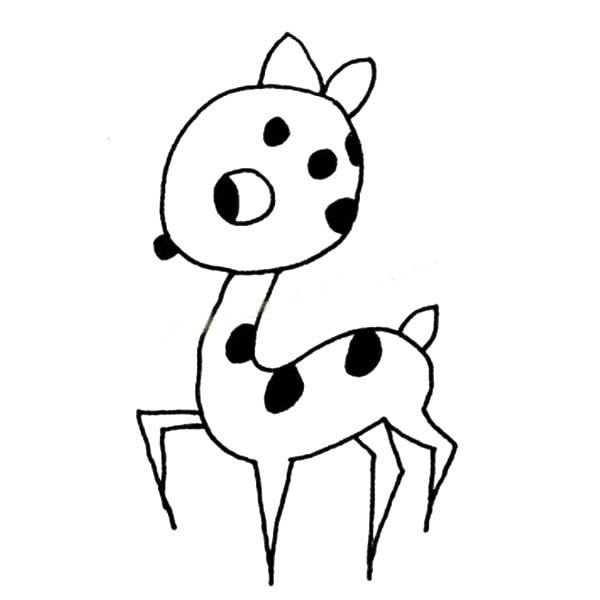 一只小梅花鹿的简笔画