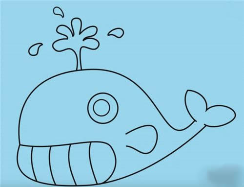 喷出水柱的小鲸鱼怎么画