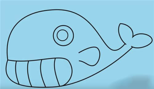 喷出水柱的小鲸鱼怎么画