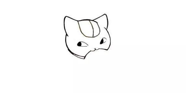 小猫吃鱼简笔画步骤