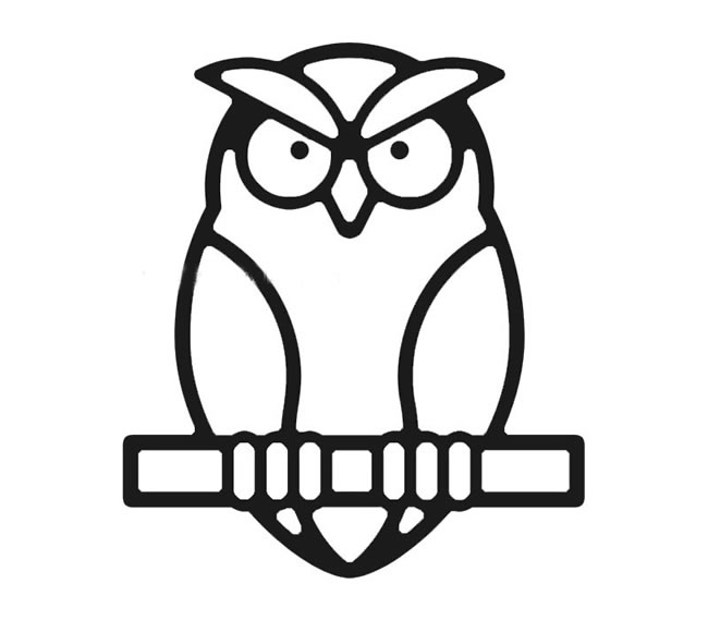 线条简单的猫头鹰简笔画