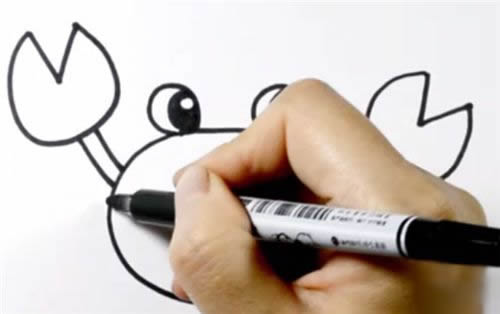 开心的卡通螃蟹简笔画教程