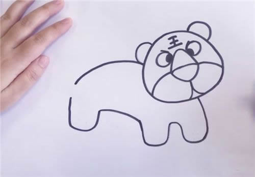 涂色的卡通老虎简笔画步骤