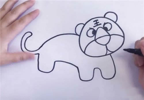 涂色的卡通老虎简笔画步骤