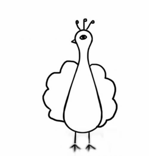 带颜色的孔雀开屏简笔画教程