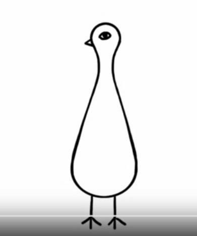 带颜色的孔雀开屏简笔画教程