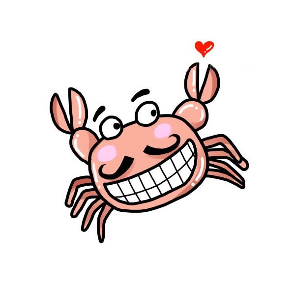 坏笑的螃蟹简笔画