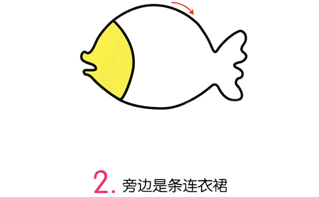 6步学画一条涂色的小鱼