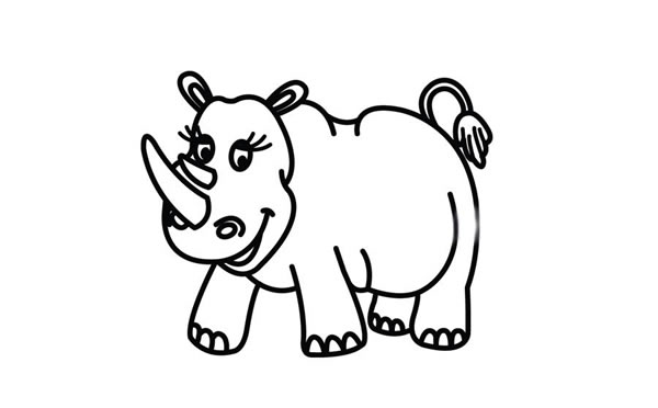 萌萌哒犀牛简笔画步骤