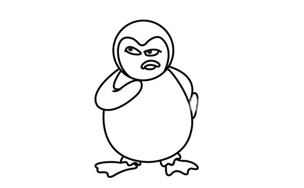 坏坏的企鹅卡通简笔画