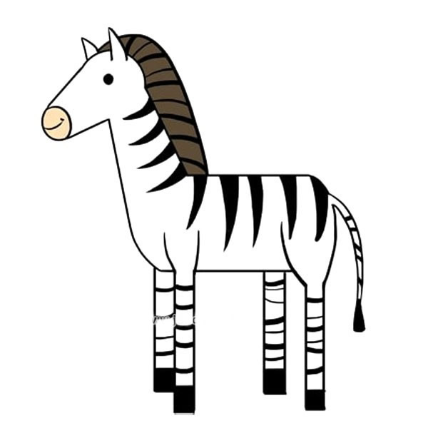 涂色的斑马简笔画步骤教程