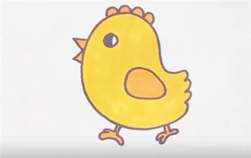 可爱的小黄鸡简笔画步骤教程
