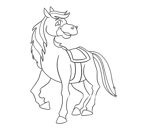 涂色的卡通小马简笔画