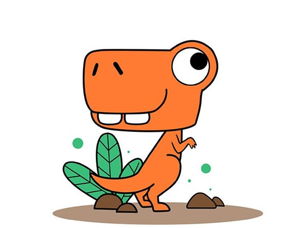 可爱的涂色小恐龙简笔画