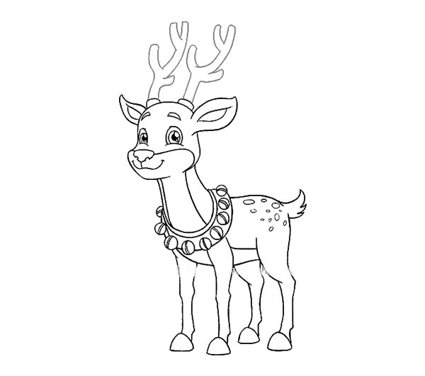 漂亮涂色的驯鹿简笔画